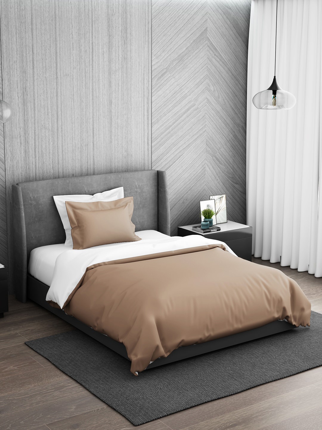 

SPACES Hygro Hygro Light Brown & White Cotton Single Duvet Cover
