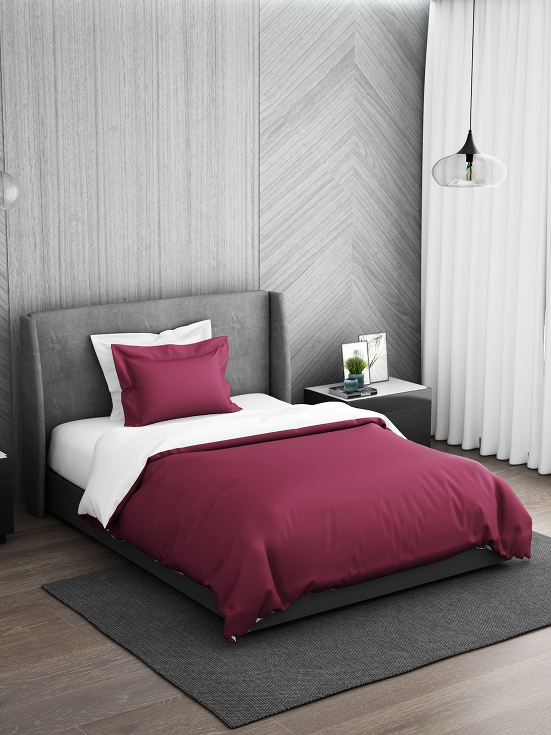 

SPACES Hygro Hygro Violet & White 300 TC Cotton Single Size Duvet Cover