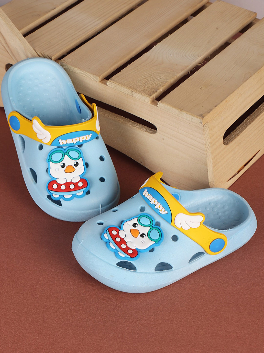 

PASSION PETALS Infant Kids Self Design Slip-On Clogs, Turquoise blue