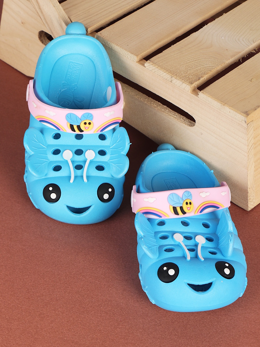 

PASSION PETALS Infant Kids Self Design Slip-On Clogs, Turquoise blue
