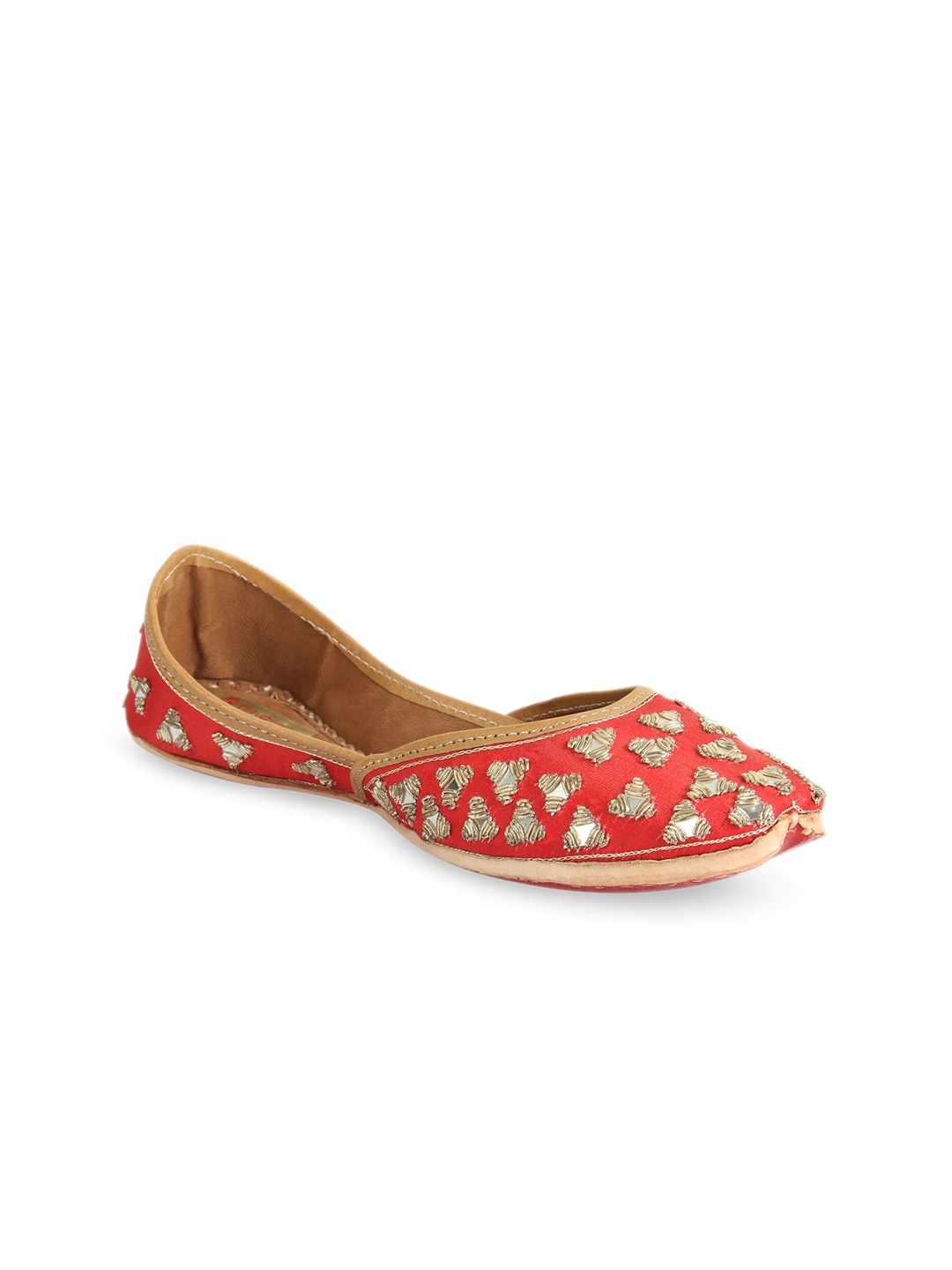 

Ta Chic Women Ethnic Embellished Mojaris Flats, Red