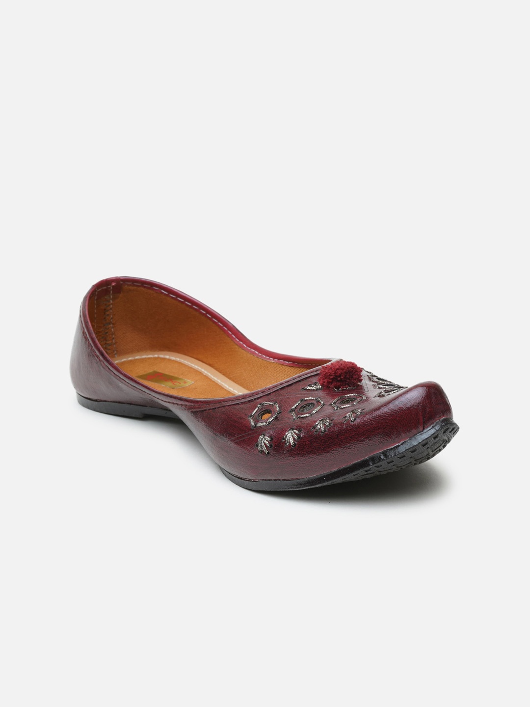 

Ta Chic Women Embellished Leather Ethnic Mojaris Flats, Maroon