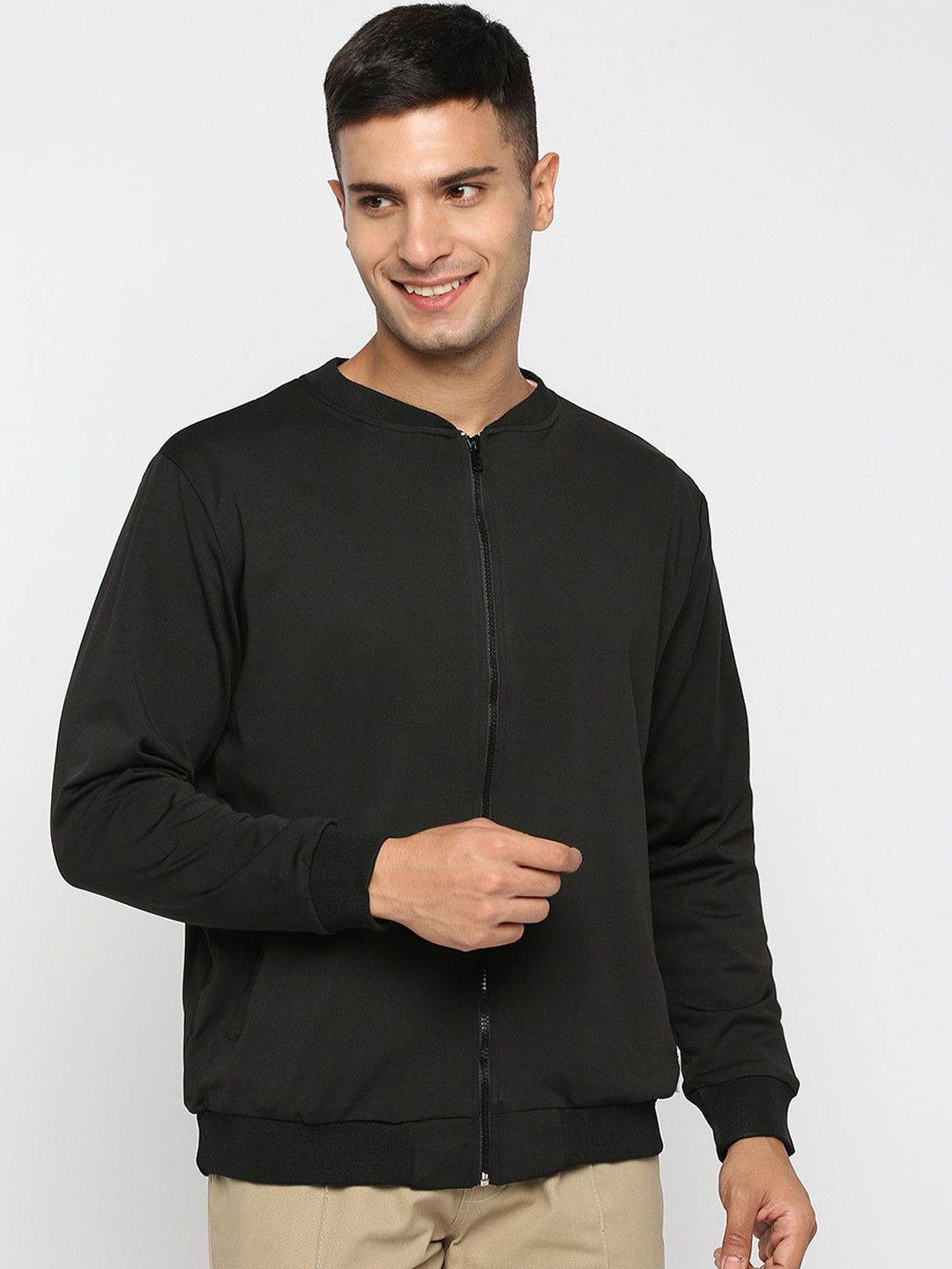 

GullyActive Men Henley Collar Lightweight Outdoor Dry-Fit Bomber Jacket, Black