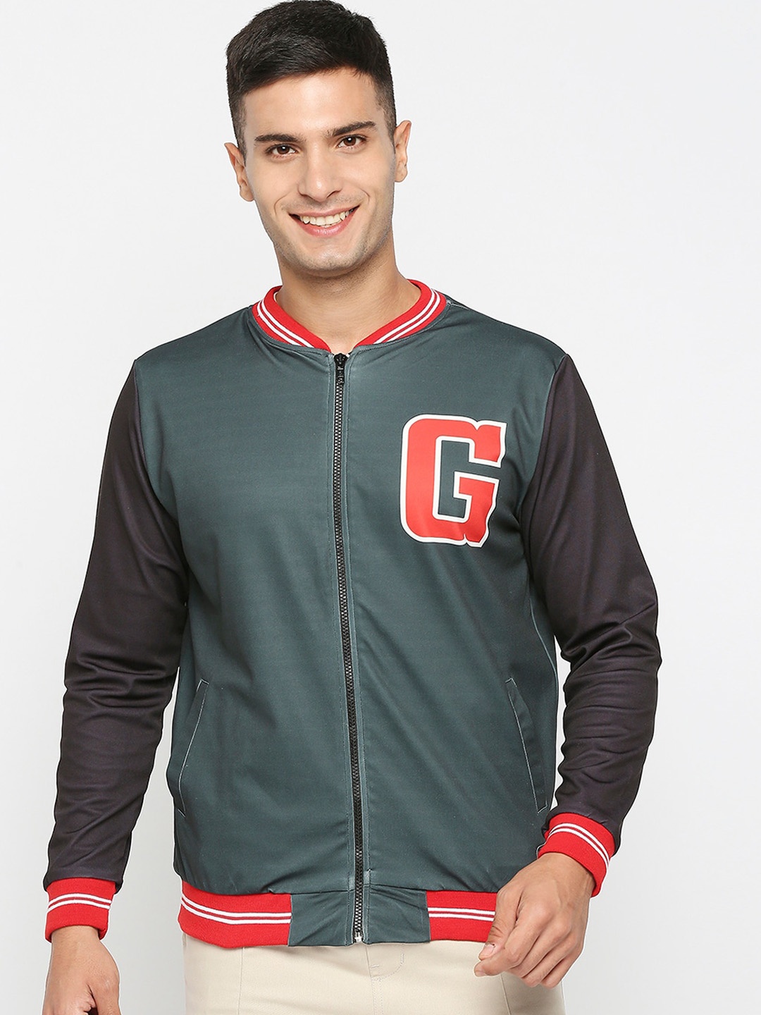 

GullyActive Men Henley Collar Lightweight Outdoor Varsity Jacket, Green