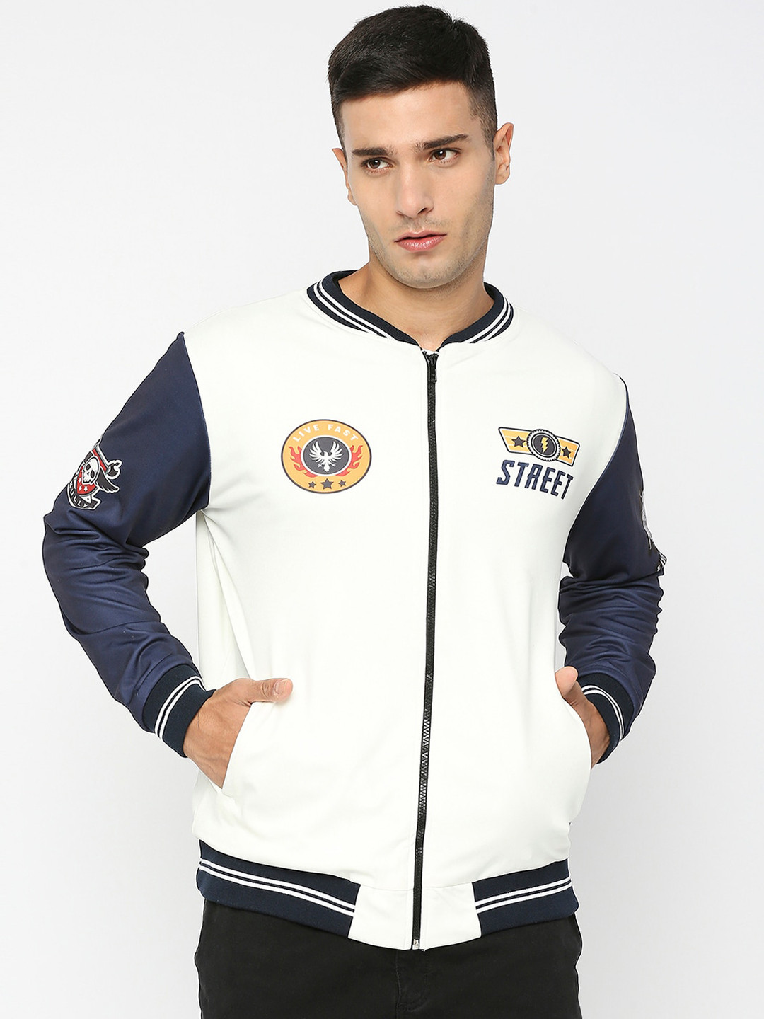 

GullyActive Lightweight Printed Varsity Jacket, White