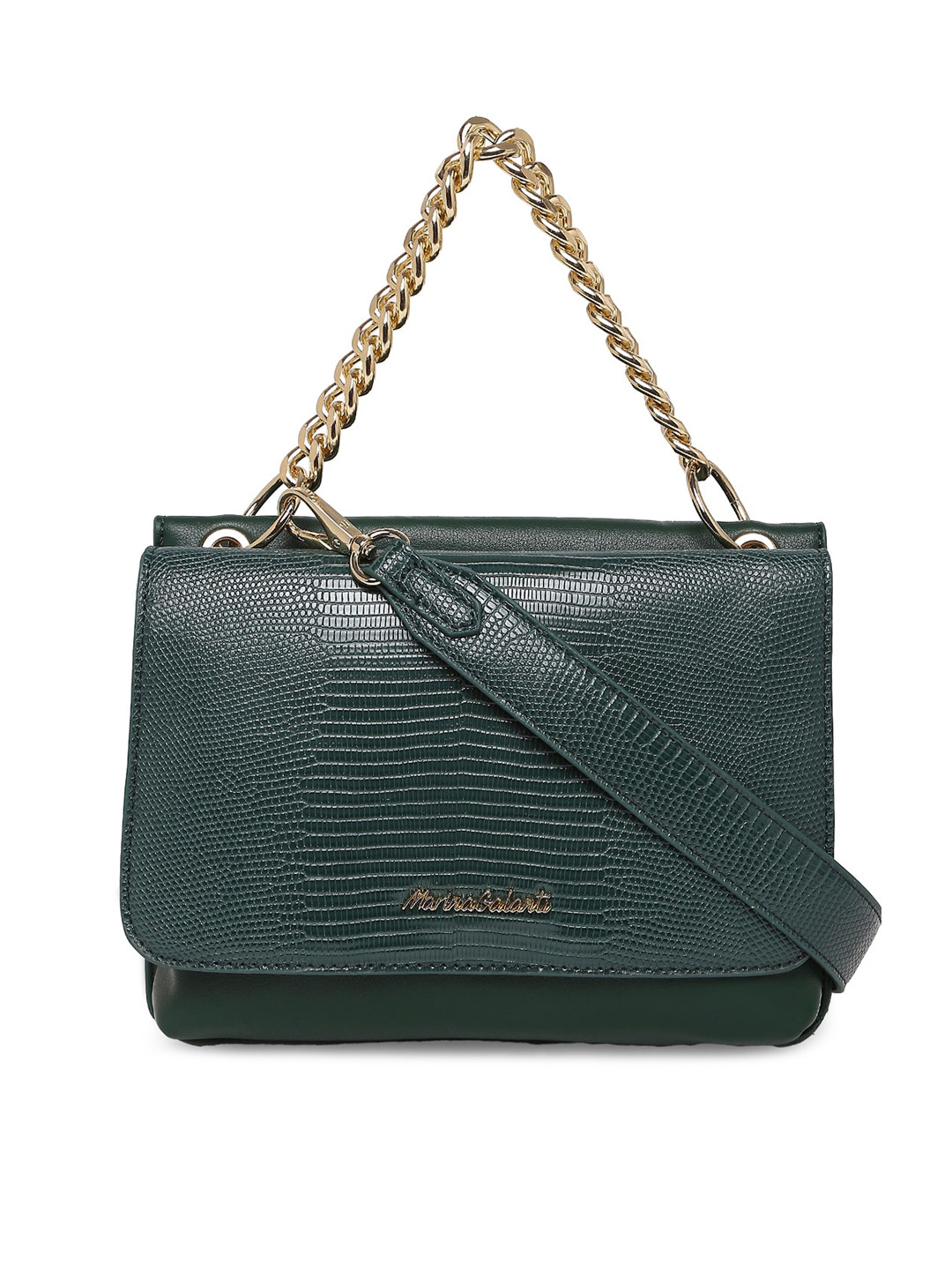 

Marina Galanti Midnight Sonata Detachable Sling Strap Textured Structured Handheld Bag, Green