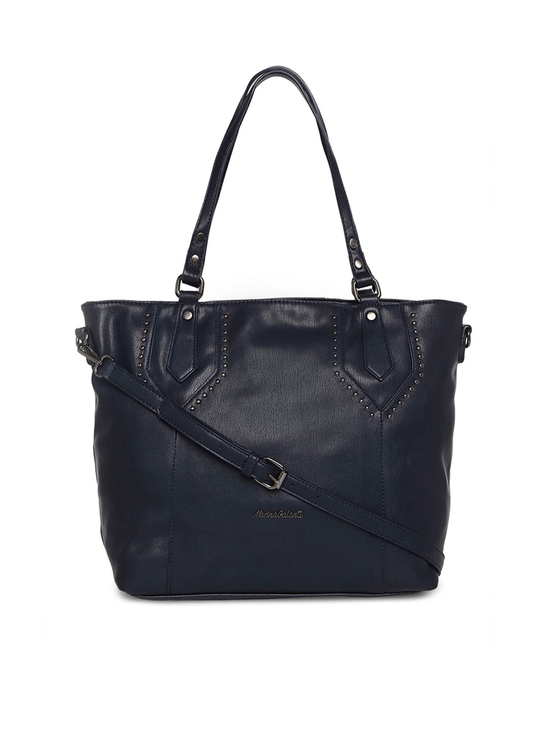

Marina Galanti Textured Structured Shoulder Bag With Embellished Detail, Navy blue