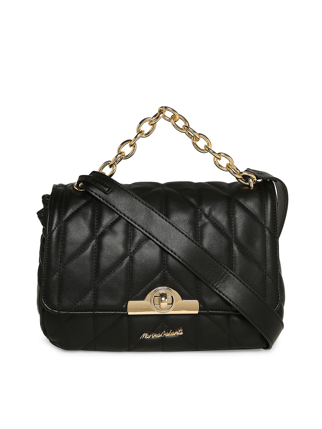 

Marina Galanti Quilted Structured Satchel, Black