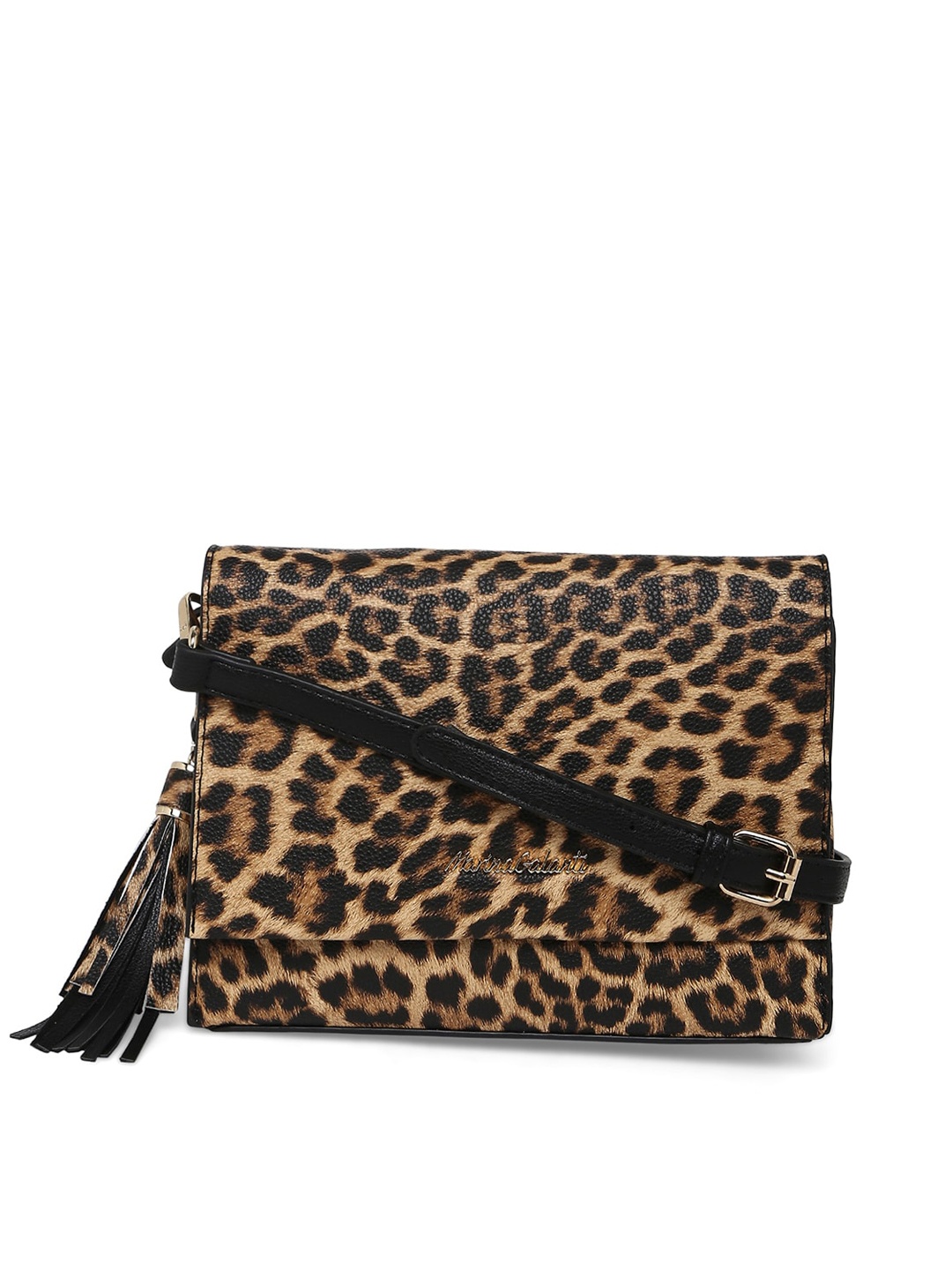 

Marina Galanti Animal Printed Structured Sling Bag with Tasselled, Brown