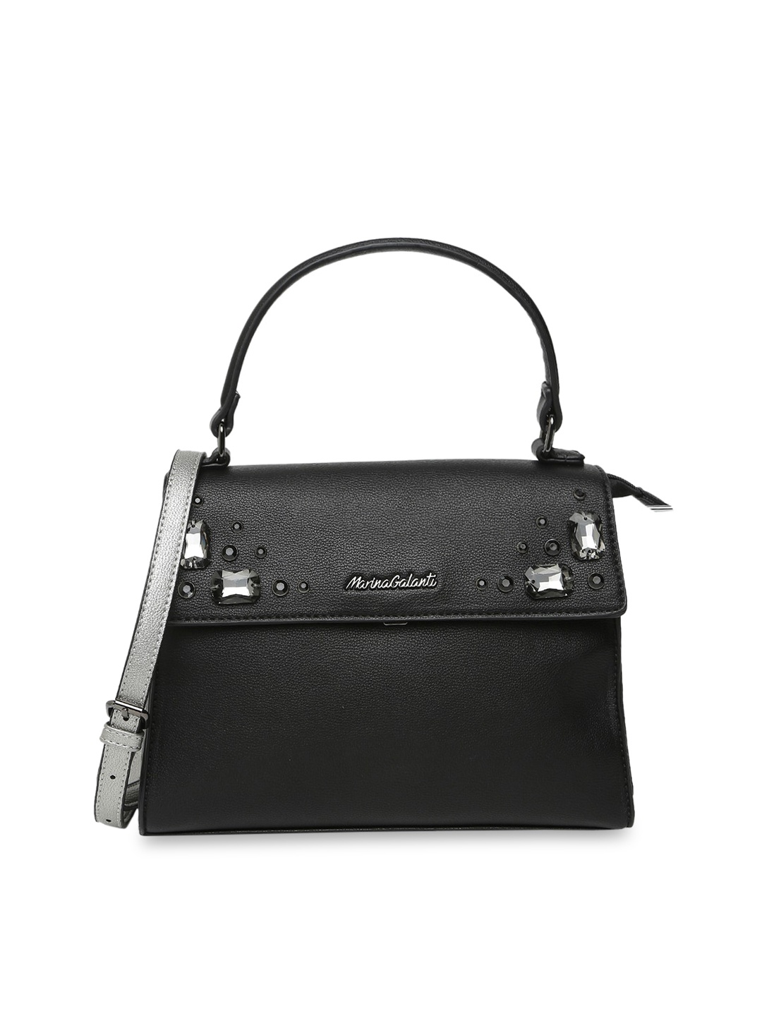 

Marina Galanti Embellished Structured Satchel, Black