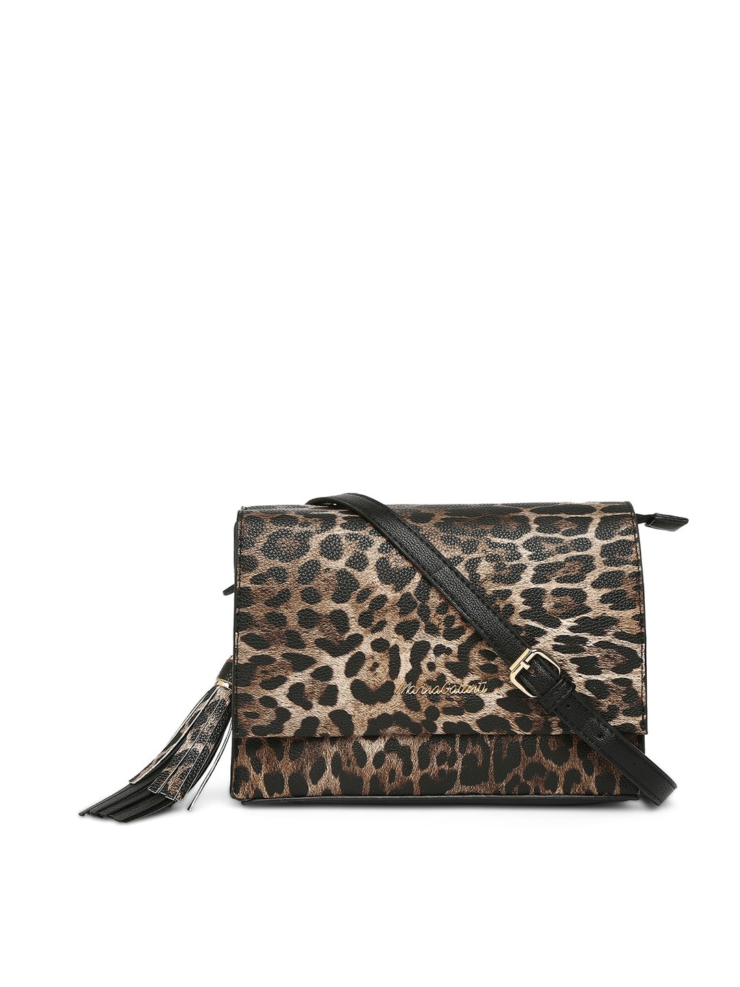 

Marina Galanti Animal Printed Tasselled Structured Sling Bag, Brown