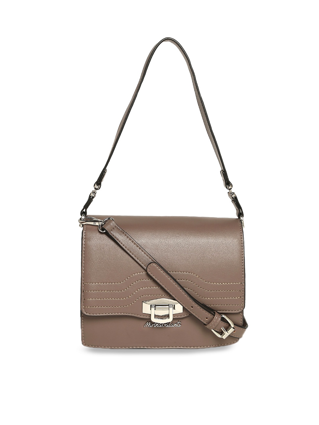 Marina Galanti Brown Embellished PU Structured Sling Bag