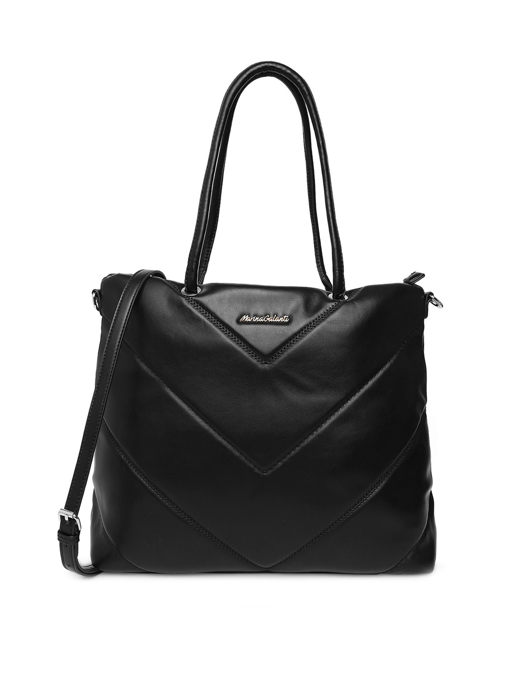

Marina Galanti Textured Structured Sholuder Bag With Quilted Detail, Black