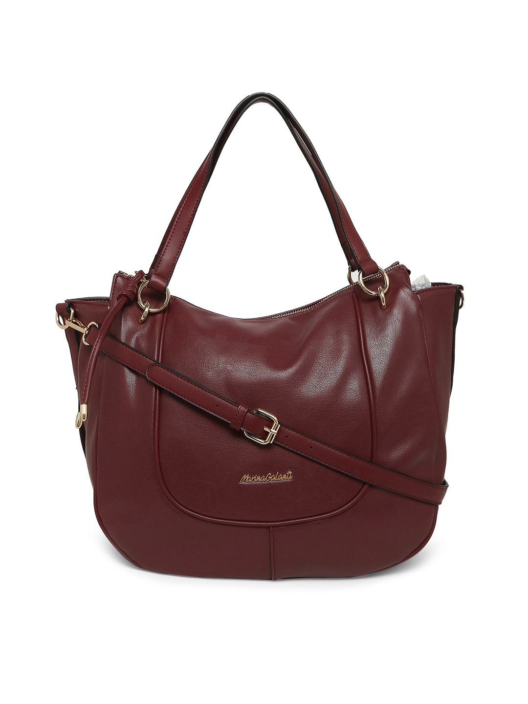 Marina Galanti Textured Structured Shoulder Bag, Maroon