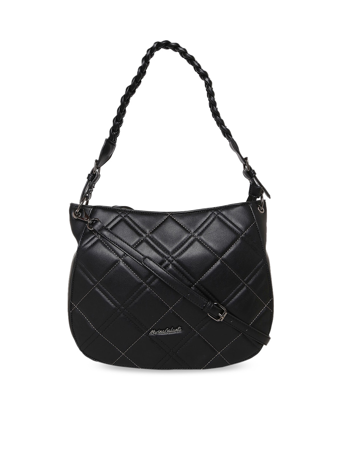 

Marina Galanti Textured Structured Shoulder Bag with Quilted, Black