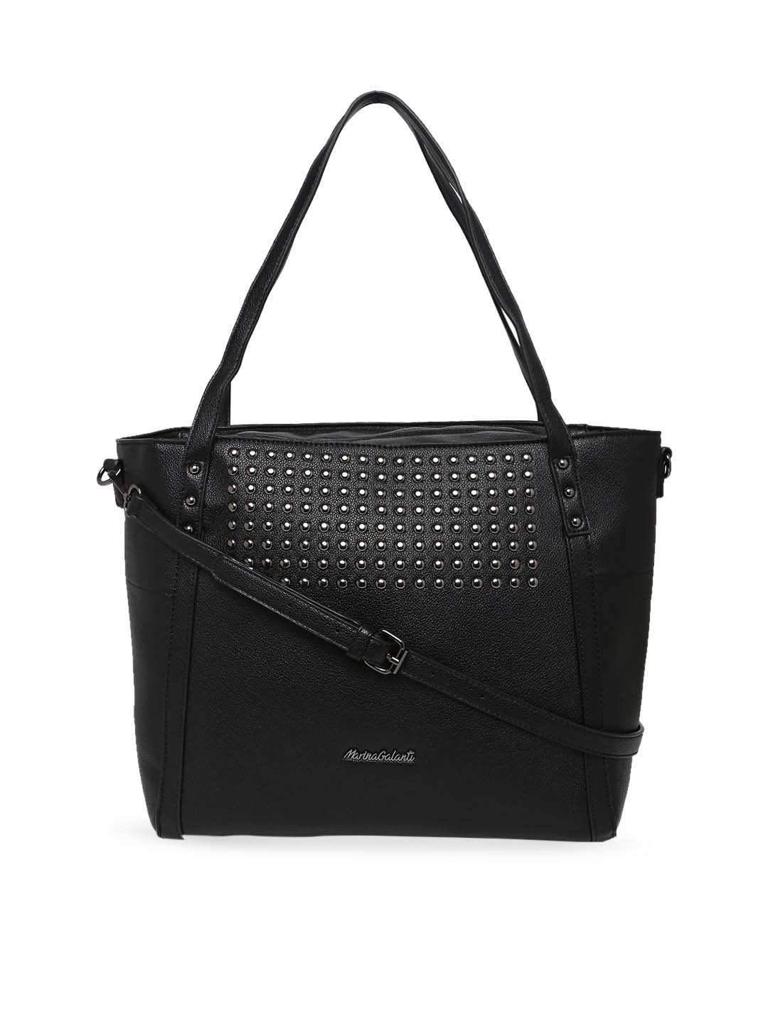 

Marina Galanti Black Embellished PU Structured Shoulder Bag