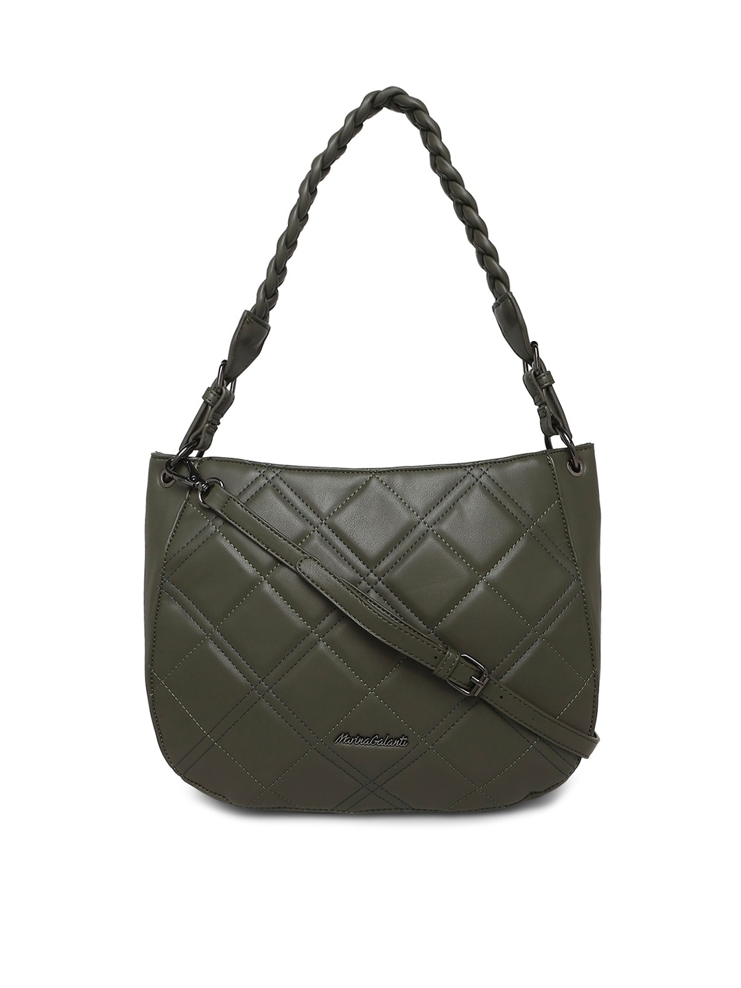 

Marina Galanti Textured PU Structured Hobo Bag, Green