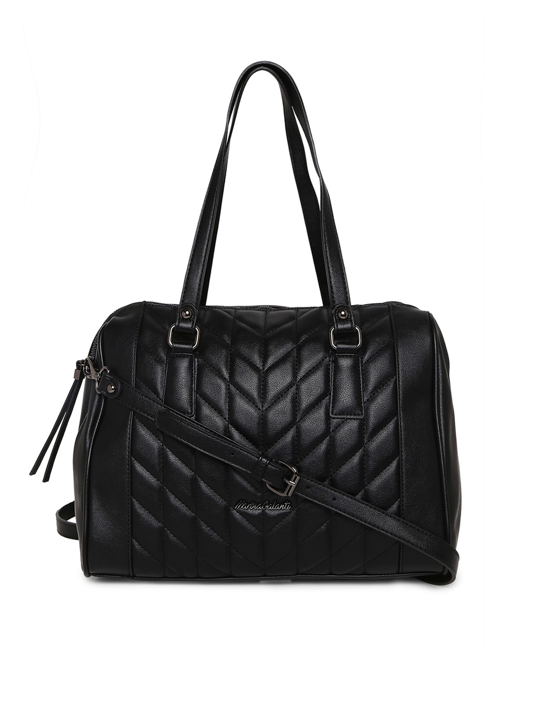 

Marina Galanti Textured Quilted Bowling Shoulder Bag, Black