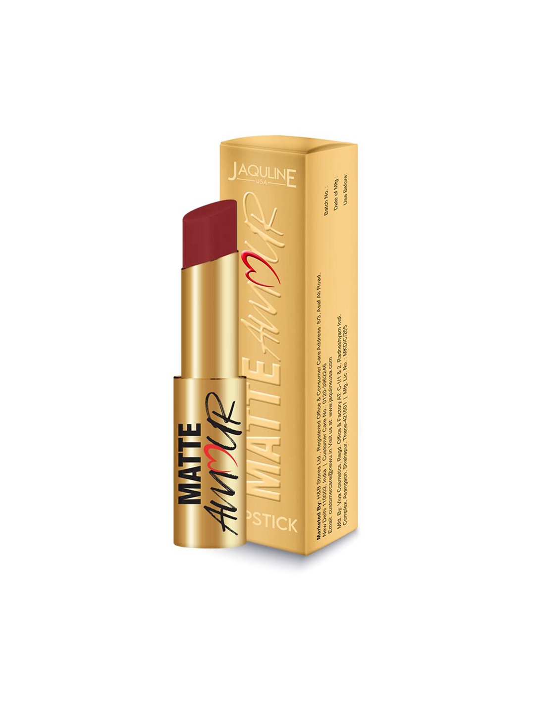 

Jaquline USA Matte Amour Long Lasting Lipstick with Vitamin E 3.5g - Flirtatious 06, Maroon