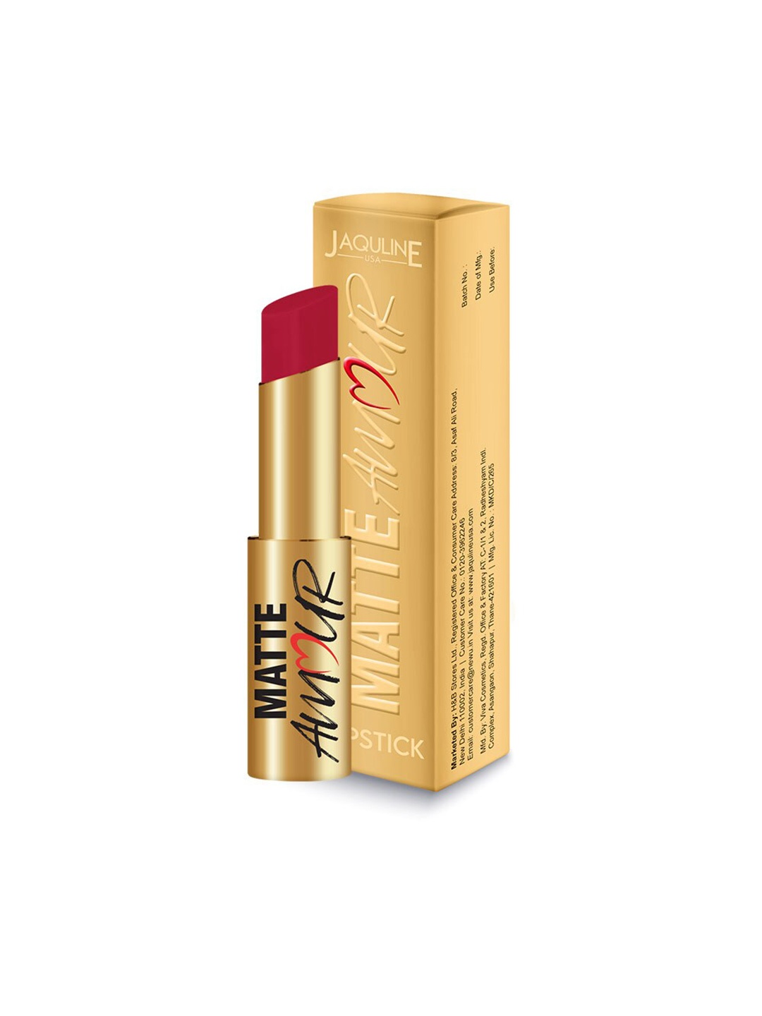 

Jaquline USA Matte Amour Long Lasting Lipstick with Vitamin E 3.5g - Sensuous 08, Pink