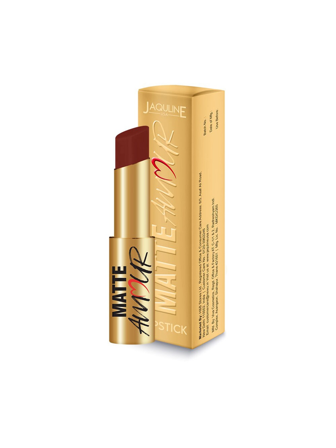 

Jaquline USA Matte Amour All Day Wear Lightweight Lipstick 3.5g - Playful 09, Brown