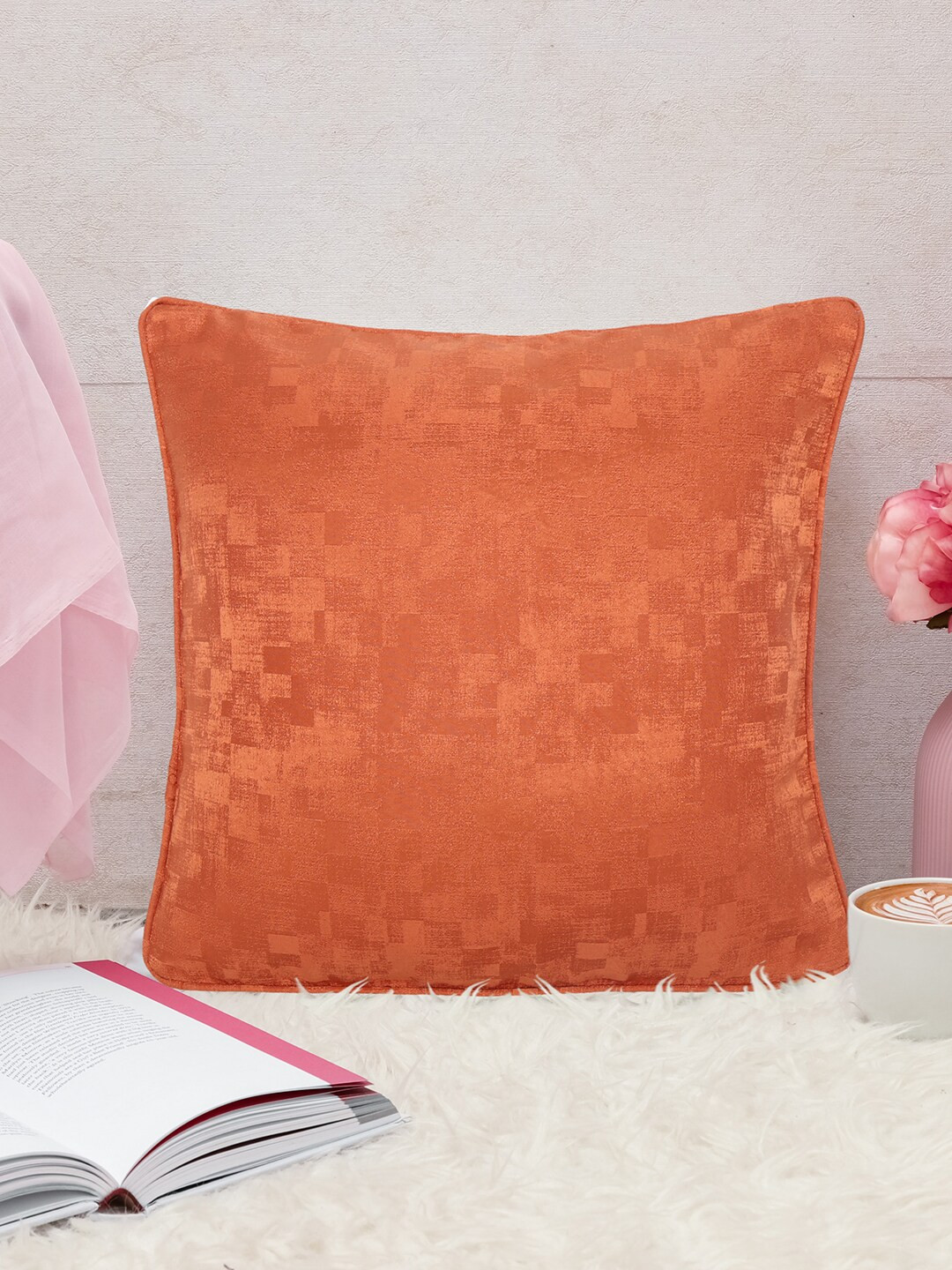 

Athome by Nilkamal Ariana Veera Rust Abstract Jacquard Square Cushion Cover