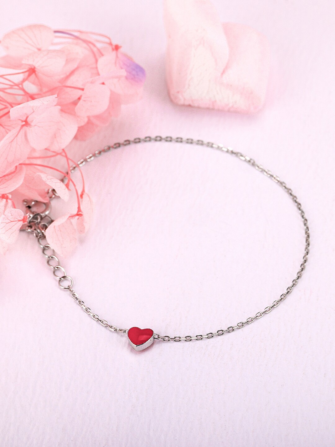 

GIVA Women 925 Sterling Silver Rhodium-Plated Stone Studded Link Bracelet
