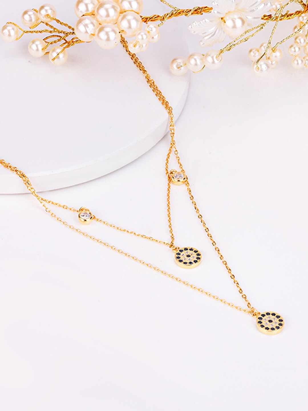 

GIVA 925 Sterling Silver Gold-Plated Stone Studded Layered Necklace