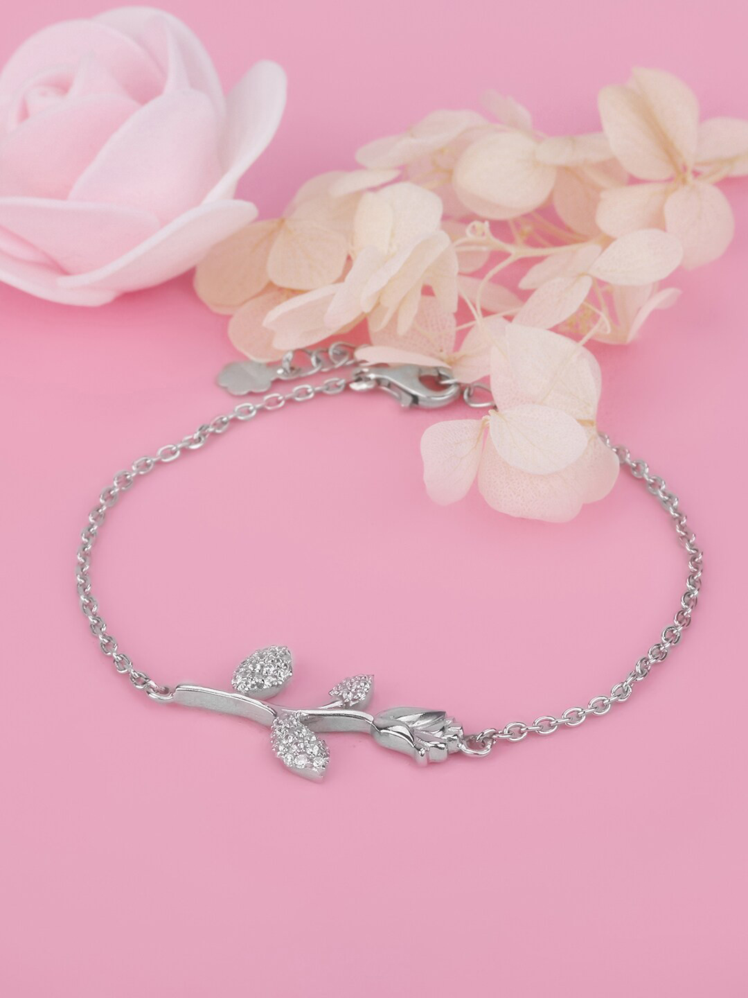 

GIVA Women 925 Sterling Silver Cubic Zirconia Rhodium-Plated Link Bracelet