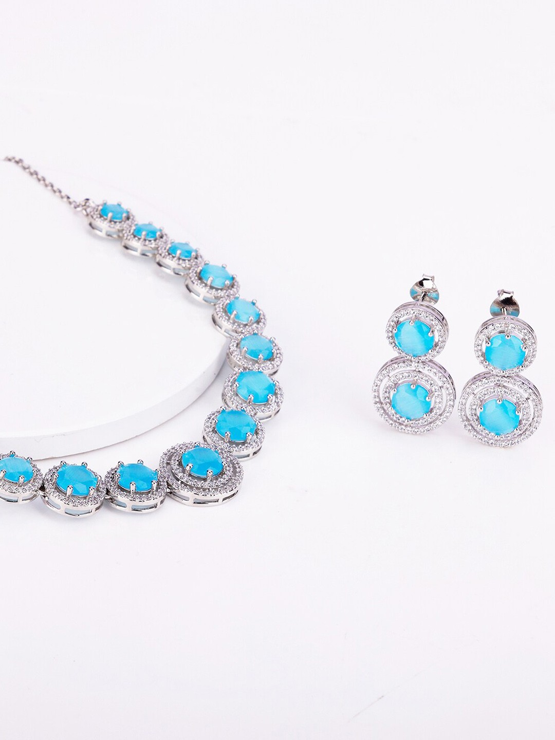 

GIVA 92.5 Sterling Silver Rhodium-Plated Stone-Studded Jewellery Set