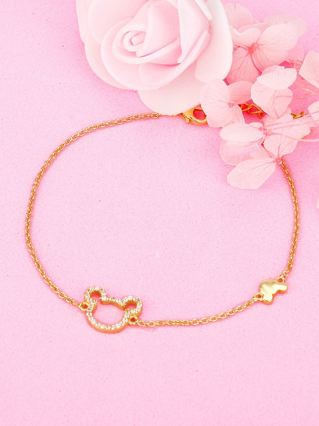 

GIVA Women 925 Sterling Silver Cubic Zirconia Gold-Plated Link Bracelet