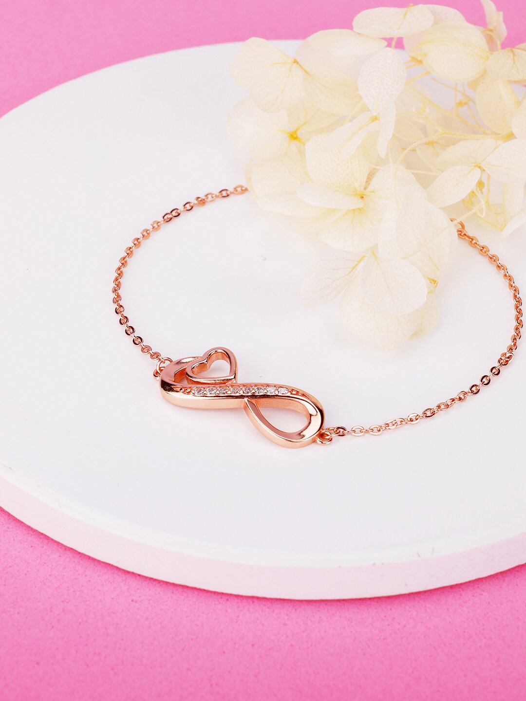 

GIVA 925 Sterling Silver & Rose Gold-Plated Cubic Zirconia Link Bracelet, White
