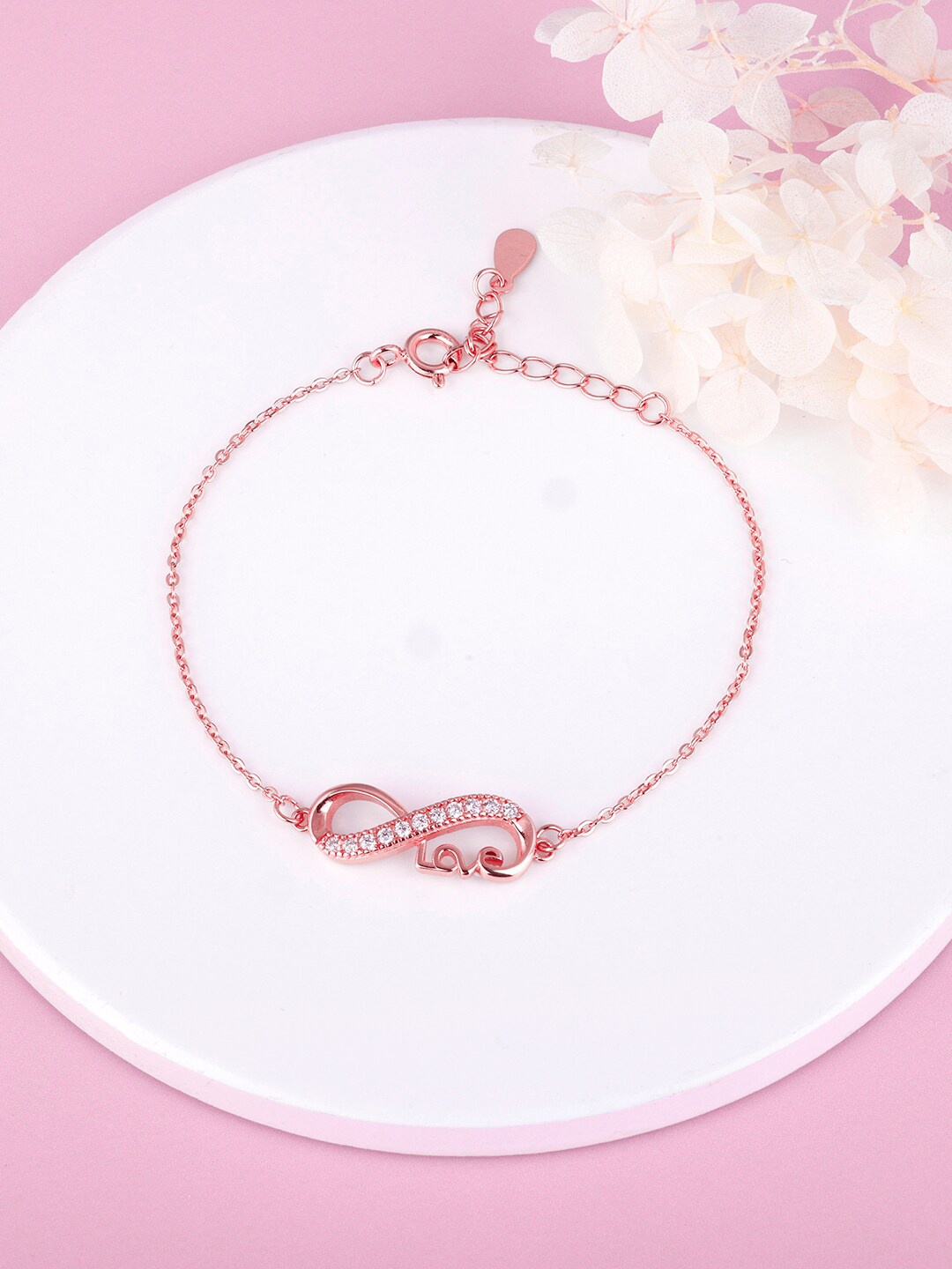 

GIVA 925 Sterling Silver & Rose Gold-Plated Cubic Zirconia Link Bracelet, White