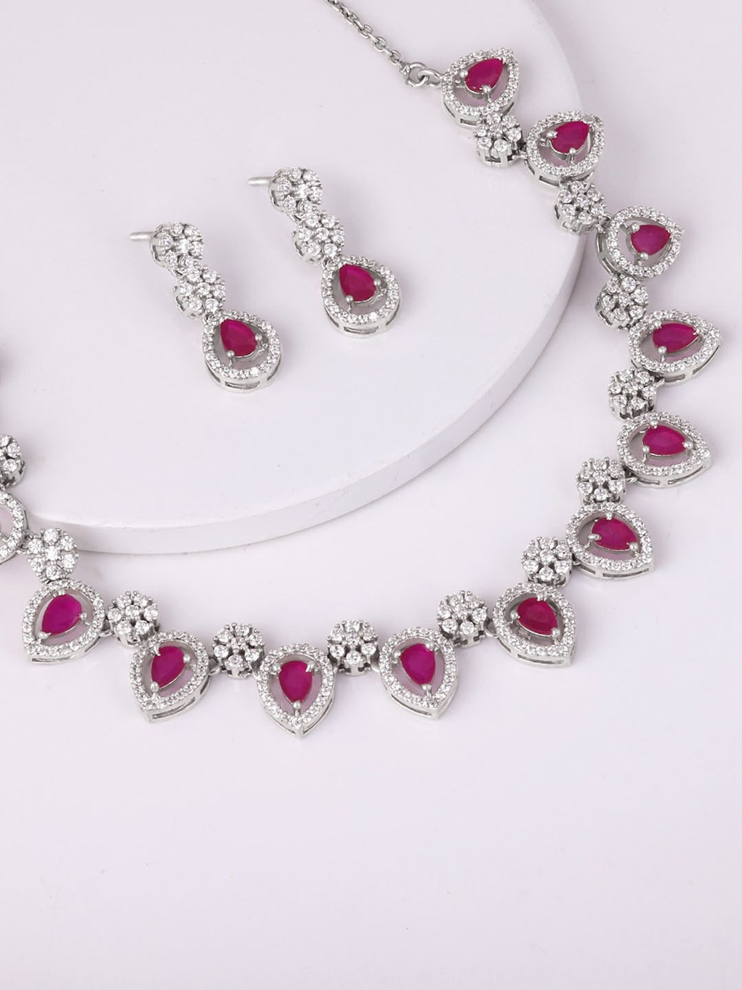 

GIVA 925 Sterling Silver Rhodium-Plated CZ Studded Sterling Silver Jewellery Set