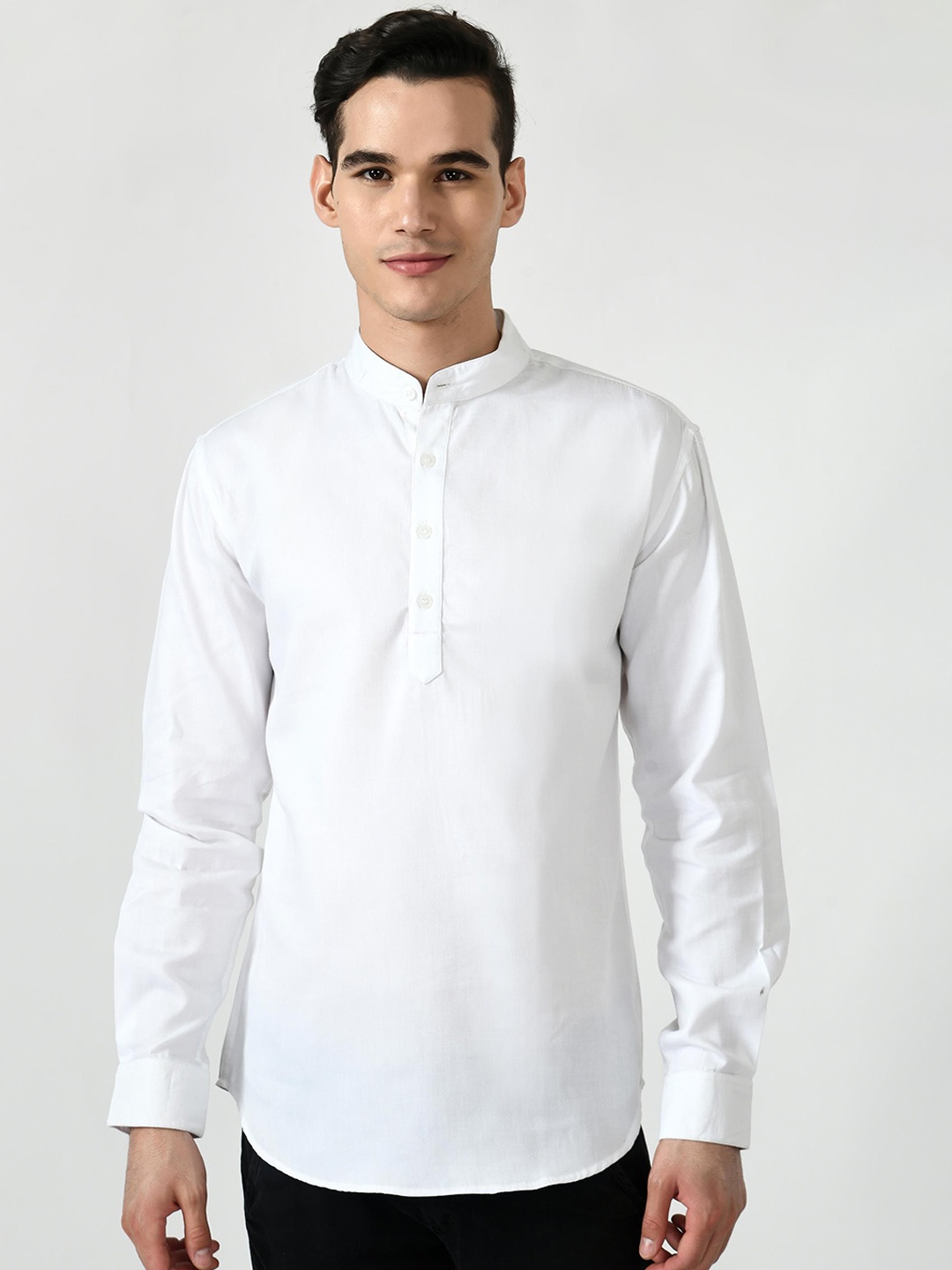 

Riara Mandarin Collar Short Kurta, White
