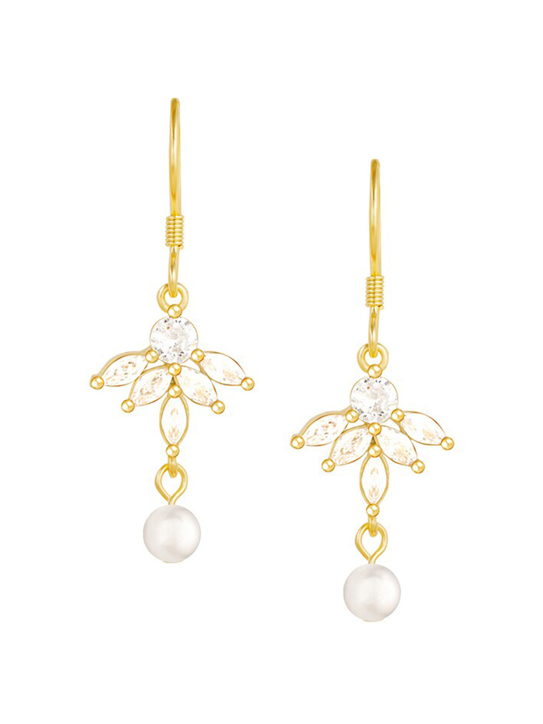 

GIVA 925 Sterling Silver & Gold-Plated Zircon Floral Drop Earrings, White