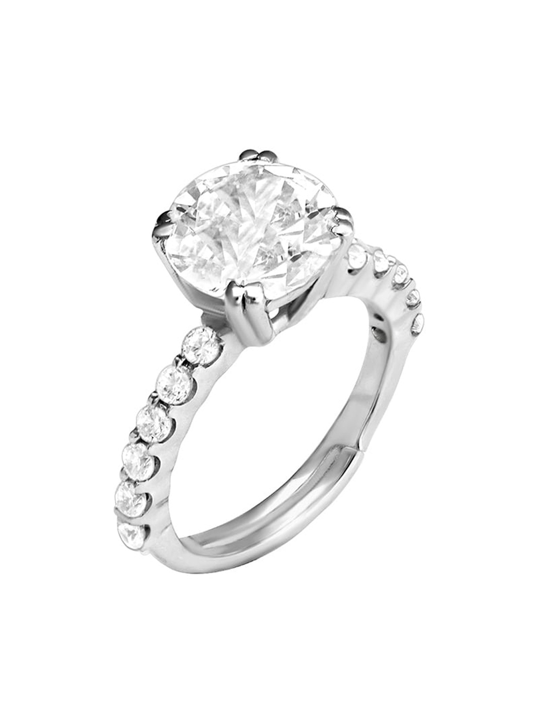 

GIVA 92.5 Sterling Silver Rhodium-Plated & CZ Stone-Studded Finger Ring