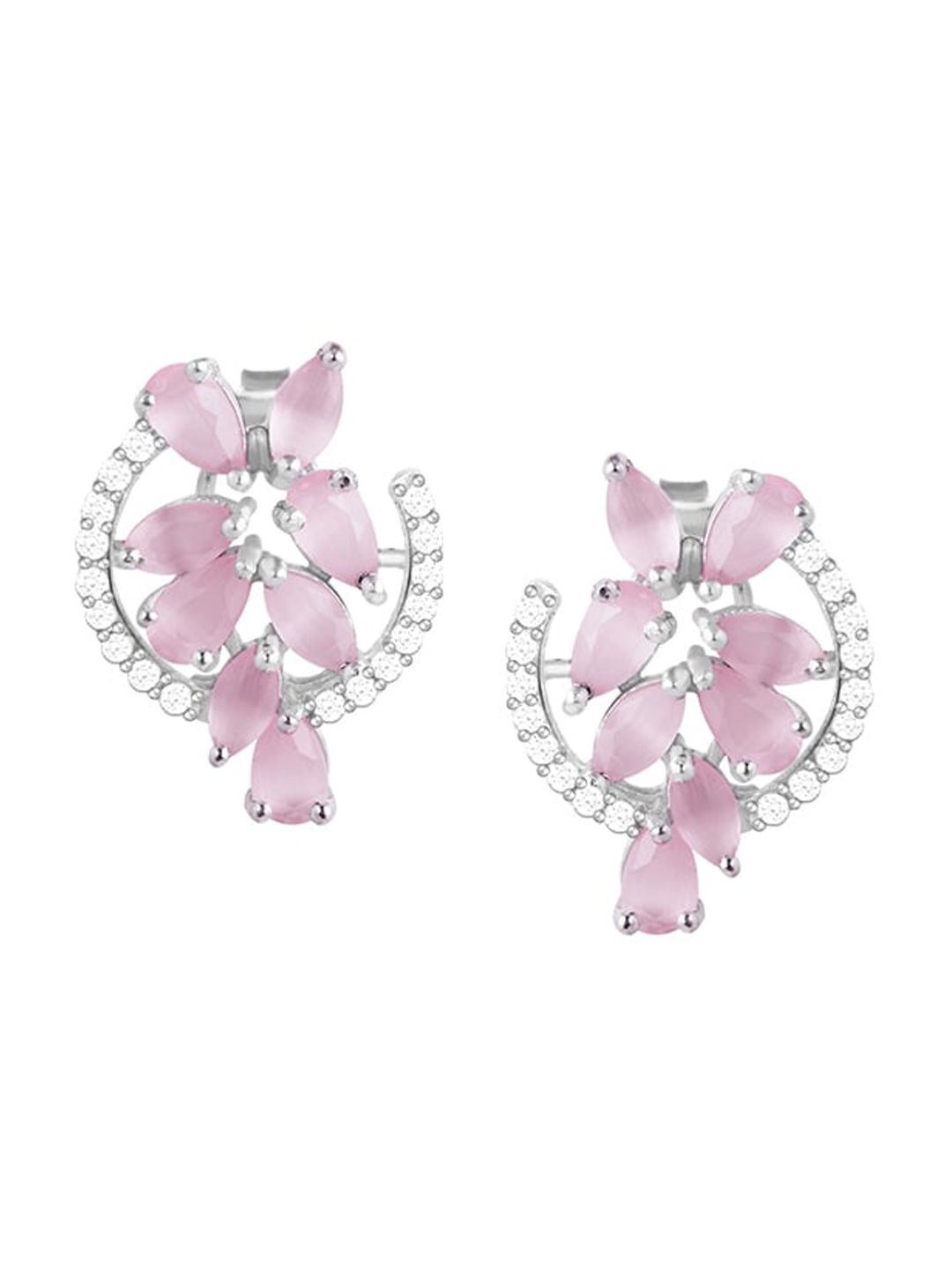 

GIVA 925 Sterling Silver & Rhodium-Plated Zircon-Studded Contemporary Studs Earrings, Pink