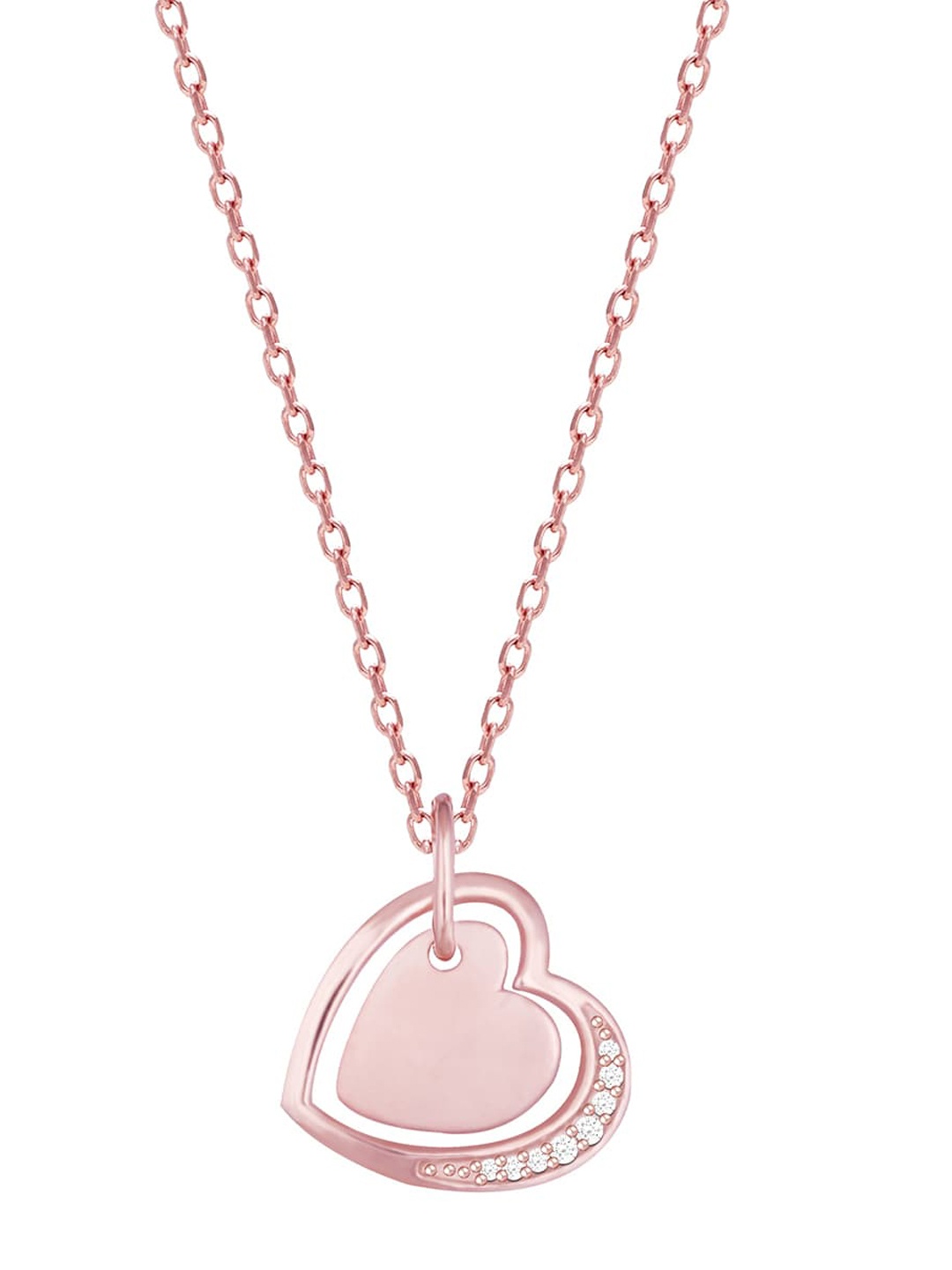 

GIVA Rose Gold-Plated & White CZ-Studded Heart Pendant With Link Chain