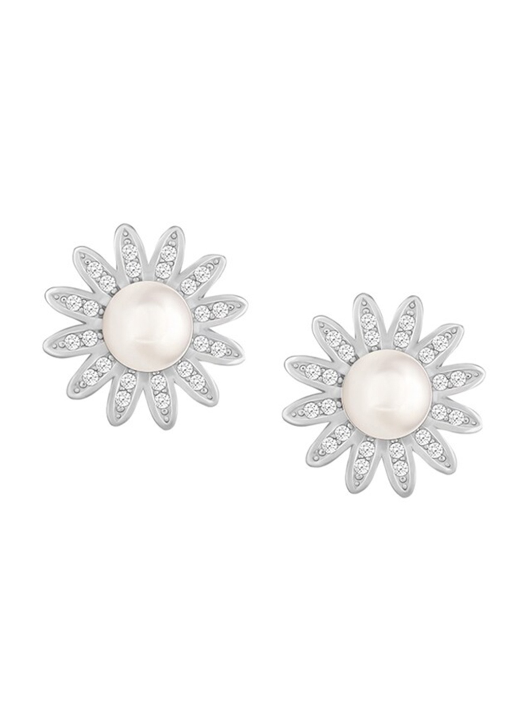 

GIVA Rhodium-Plated 925 Sterling Silver Zircon Studded Studs Earrings, White