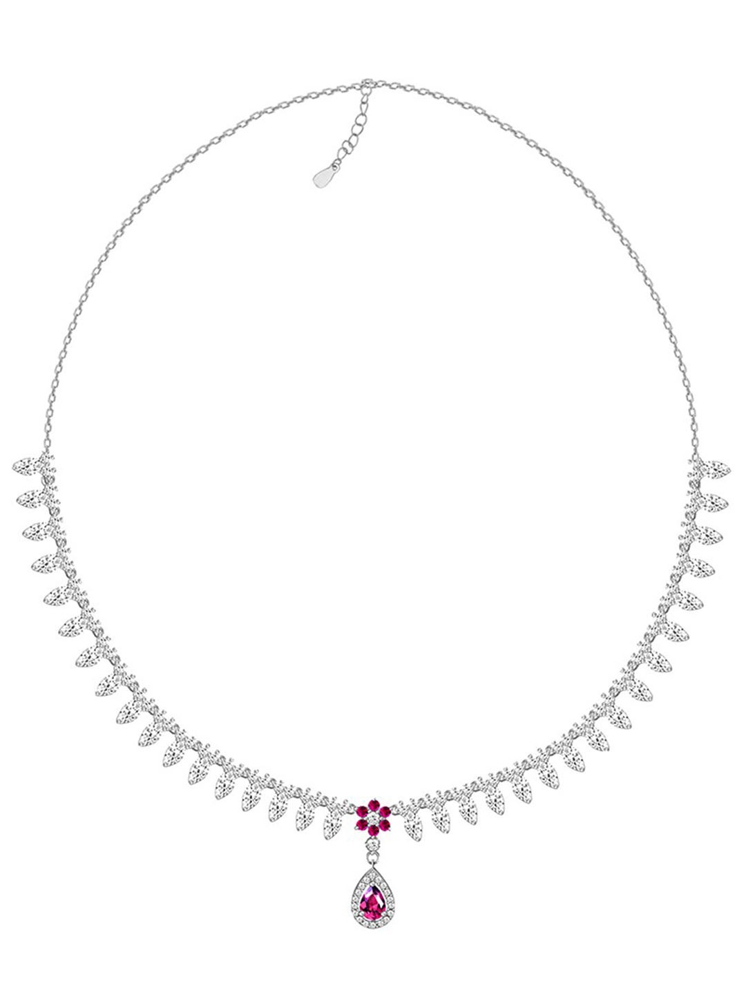 

GIVA 92.5 Sterling Silver Rhodium-Plated & CZ-Studded & Flower-Charm Pendant With Chain