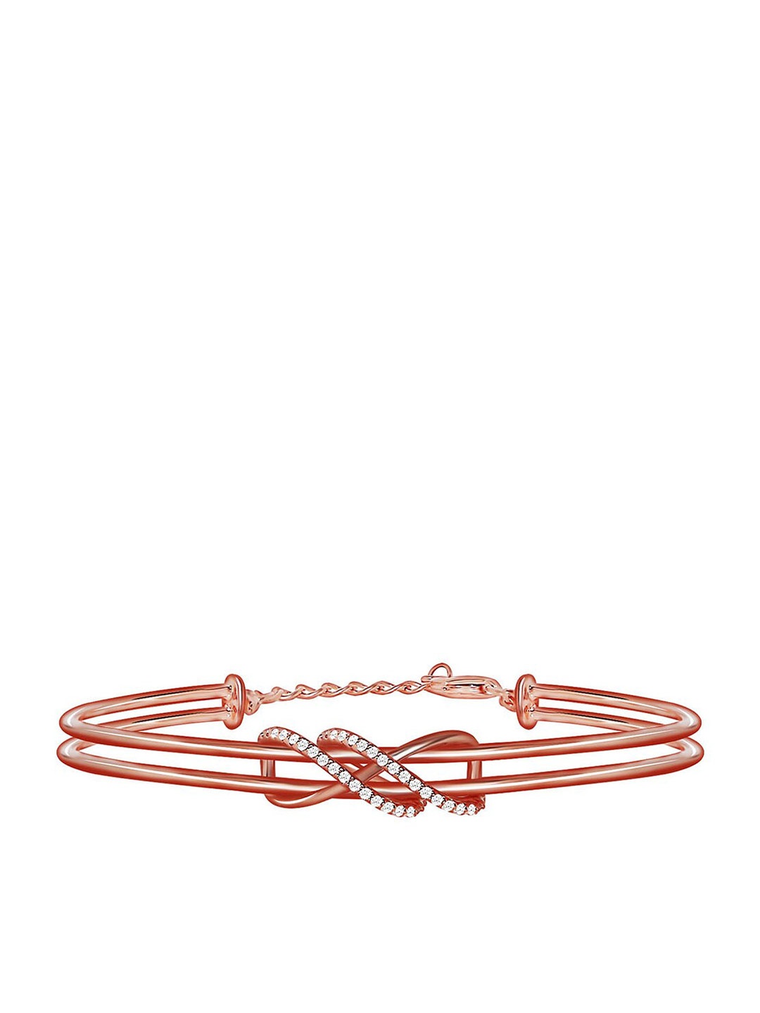 

GIVA 925 Sterling Silver & Rose Gold-Plated Cubic Zirconia Bangle-Style Bracelet, White