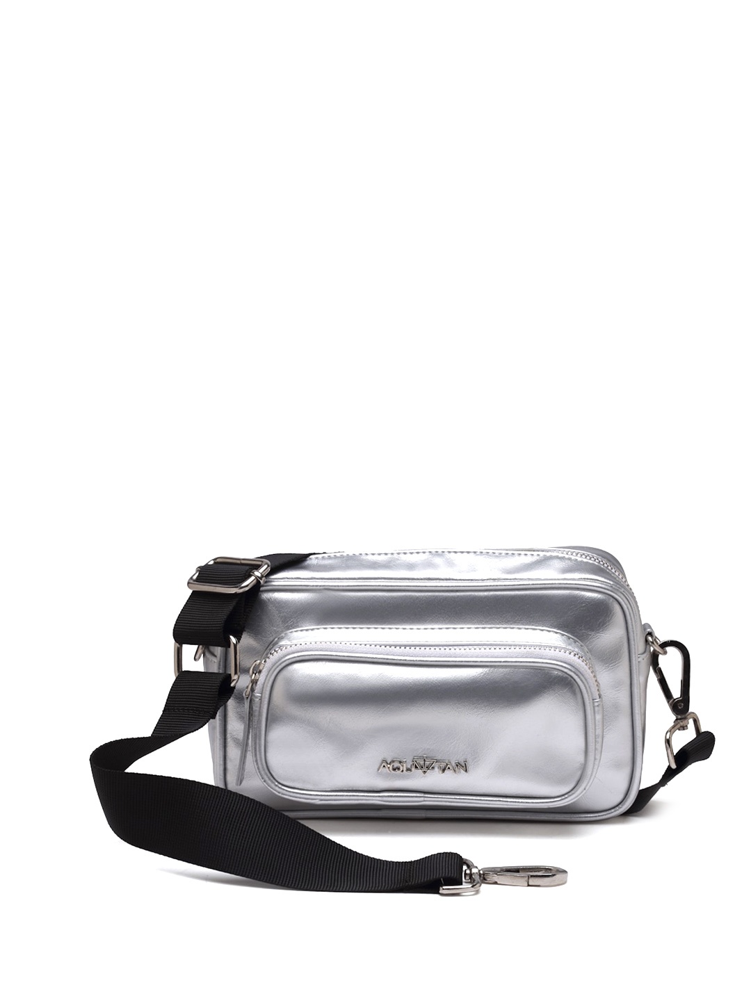 

AQUATAN PU Structured Crossbody Sling Bag, Silver