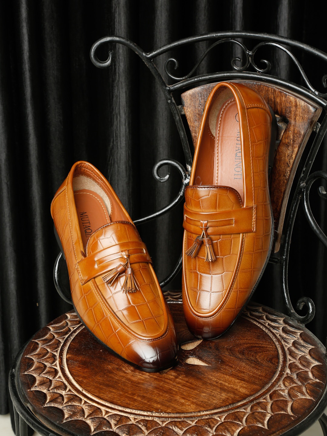 

MUTAQINOTI Men Lightweight Leather Loafers, Tan