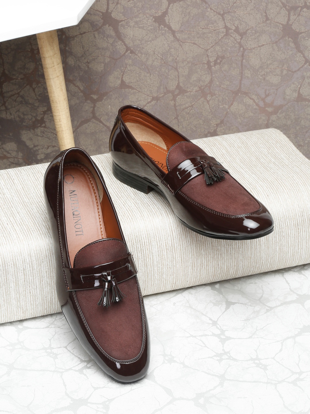 

MUTAQINOTI Men Lightweight Leather Loafers, Brown