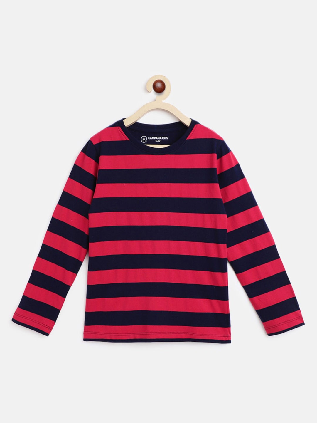 

Campana Boys Striped Long Sleeve Cotton T-shirt, Red