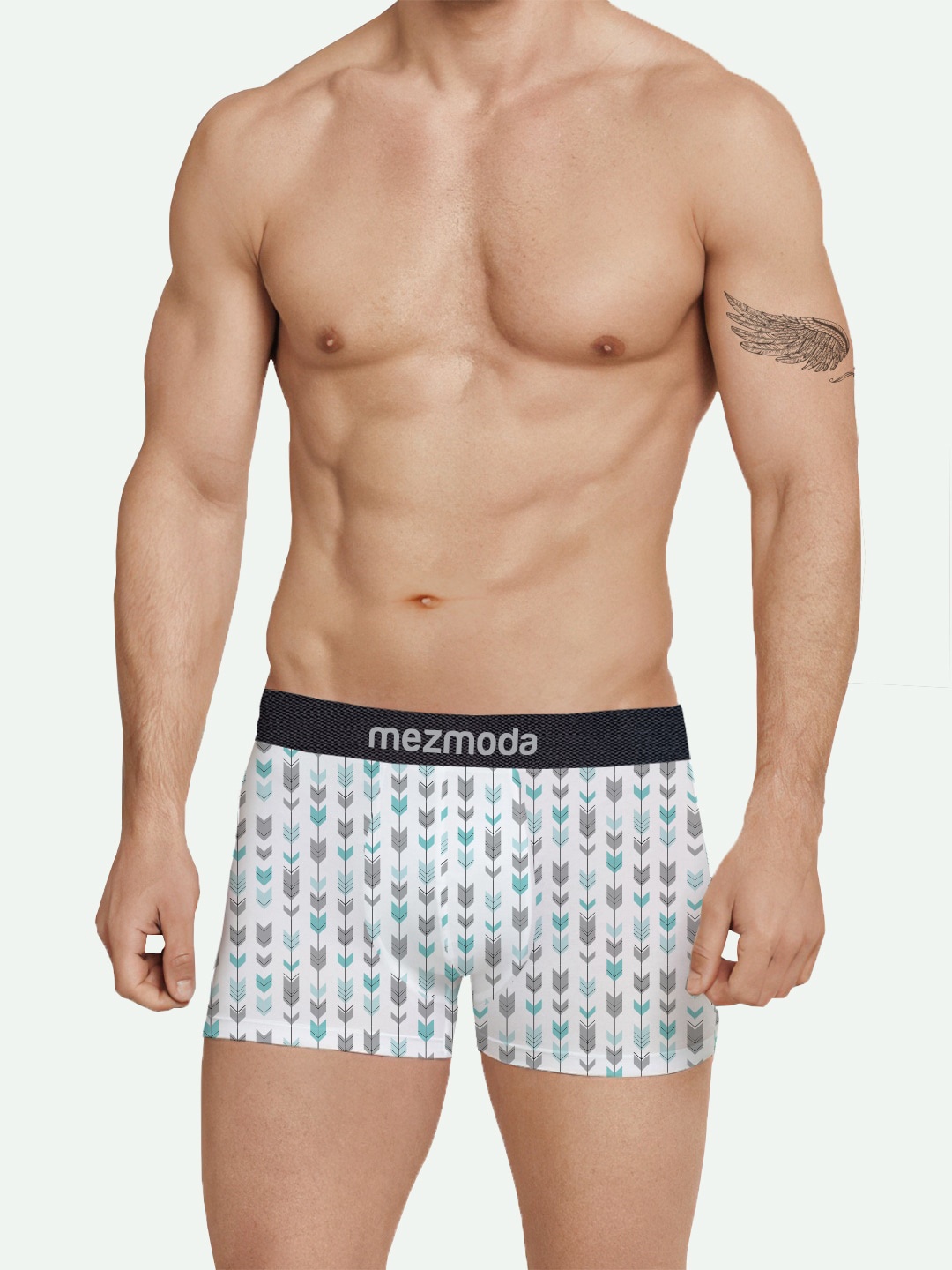 

mezmoda Men Set Of 2 Mid-Rise Ultra Soft Breathable Premium Printed Trunk MZMBX1-1022, White