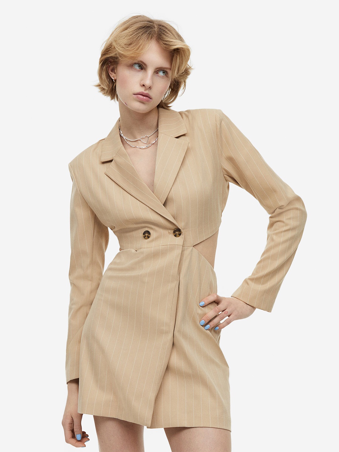 

H&M Cut-Out Jacket Dress, Beige