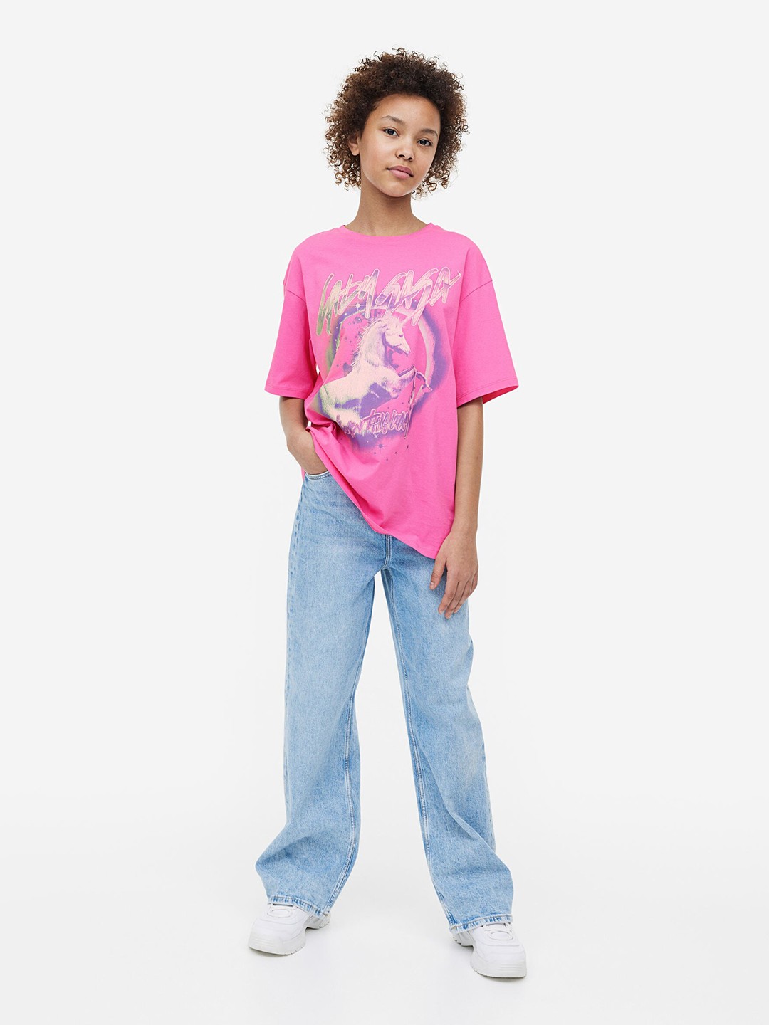 

H&M Girls Printed Pure Cotton T-Shirt, Pink