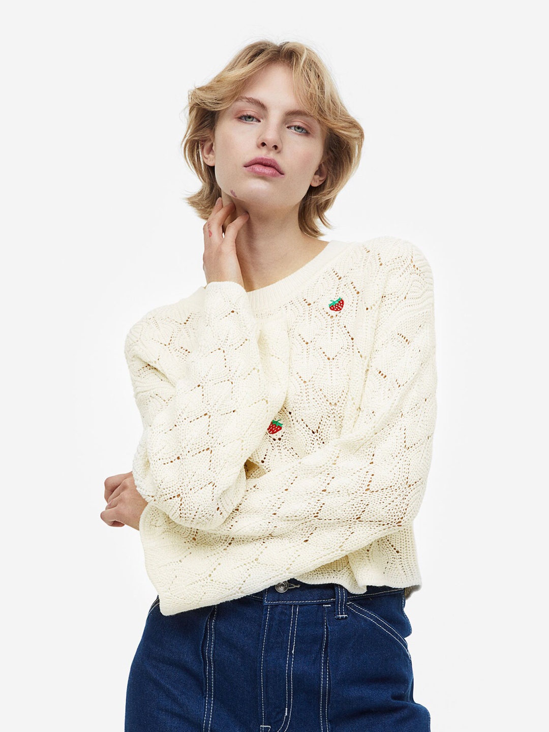 

H&M Women Cable-Knit Jumper, Off white